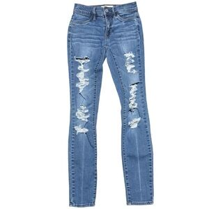 Pacsun Jeans Womens 24 Super Stretch Jegging Distressed Denim Medium Wash